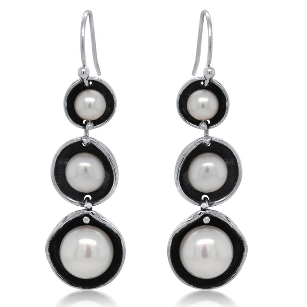 ピアス wing bling 14k Dalset Swirl Pearl Earrings Triple Pearl Earrings – Kristen Baird® Jewelry
