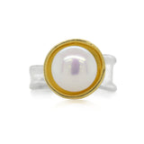 Pearl Ripple Ring - Gold