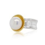 Pearl Ripple Ring - Gold