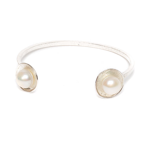 Hammered Pearl Bangle