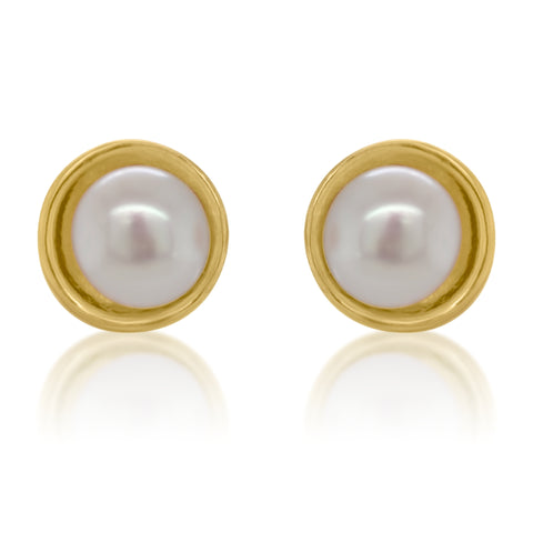 Mini Pearl Studs - Gold