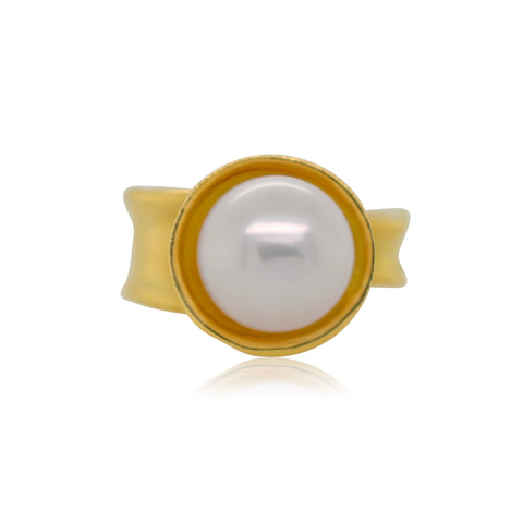 Pearl Ripple Ring - Gold