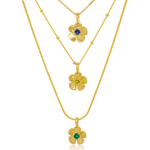 Petite Lavender Gem Necklace - Gold