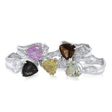 10mm Trillion Cut Ripple Ring - Rutilated Quartz, Pink Amethyst, Lemon Quartz, Smoky Quartz, Green Amethyst - Kristen Baird Jewelry