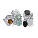 10x12mm Oval Cut Ripple Ring - Whisky Quartz, Green Amethyst, Peru Chalcedony, Rutilated Quartz, Onyx_Kristen Baird Jewelry