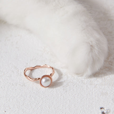 Mini Pearl Ripple Ring - Gold