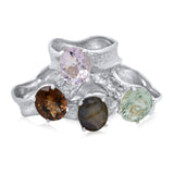 9x11mm Oval Cut Ripple Ring-Smoky Quartz_Pink Amethyst_Labradorite_Green Amethyst-Kristen Baird Jewelry