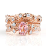 Kristen Baird Rose Gold Alternative Engagement Ring with Pink Tourmaline and Diamonds Set
