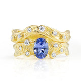 Kristen Baird Yellow Gold Alternative Engagement Ring with Sapphire and Diamonds Set