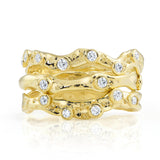 Kristen Baird Yellow Gold Alternative Wedding Band Diamond stacking Ring 