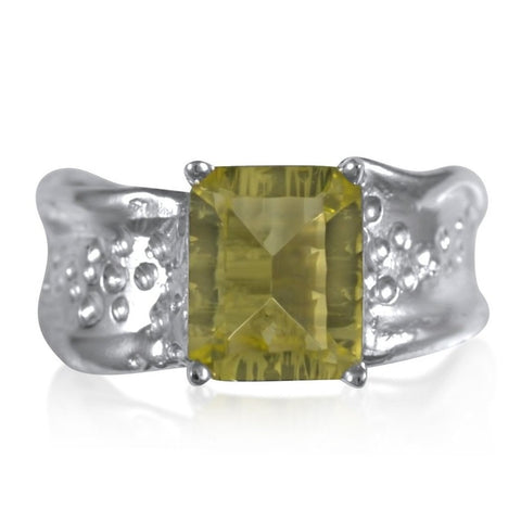 Ripple Ring Builder 8x10mm Emerald Cut_Lemon Quartz_by Kristen Baird®
