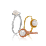 Mini Pearl Ripple Ring - Gold