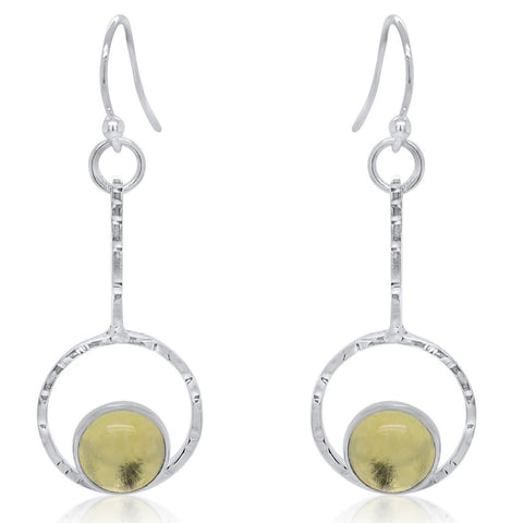 Drop Earrings with Lemon Quartz Cabochon_Kristen Baird®