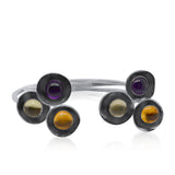 Hammered Gem Bangle Trio_Amethyst, Lemon Quartz, Citrine_Kristen Baird®