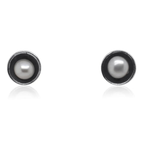 Mini Pearl Studs with Patina Finish by Kristen Baird®