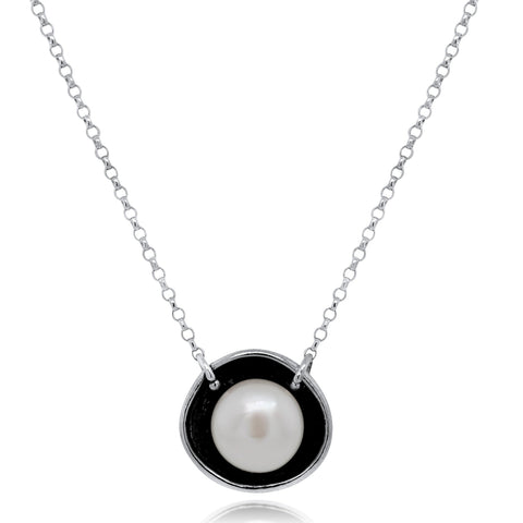 Pearl Necklace_White Pearl with Patina_by Kristen Baird®