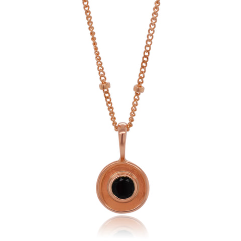 Petite Pop in Rose Gold with Onyx on Dewdrop Chain