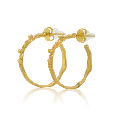 Ripple Hoops in Yellow Gold