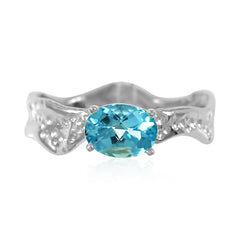 Ripple Ring 6x8mm EW Oval Cut Blue Topaz Ring by Kristen Baird