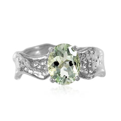 Ripple Ring 7x9mm Oval Cut Green Amethyst Ring by Kristen Baird