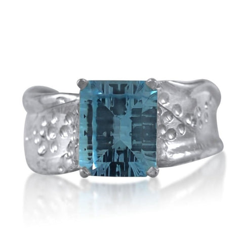 Ripple Ring Builder 8x10 Emerald Cut Blue Topaz by Kristen Baird®