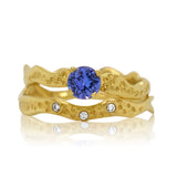 Sunset Sparkle in Yellow Gold and Tanzanite with Windswept Whisper Band