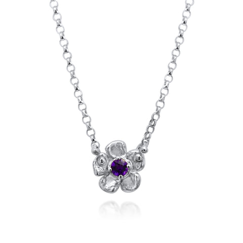 Silver Petite Lavender Gem Necklace